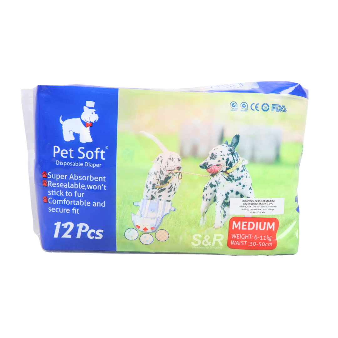 Pet Soft Medium Disposable Diaper 12 pieces